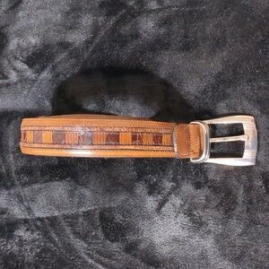 Cālé Genuine Lizard Skin Belt Size 32 (39") Brown Made in Spain